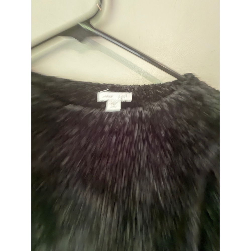 J. Jill Black Chenille Sweater Womens XS Petite Crew Neck Long Sleeve Soft Knit